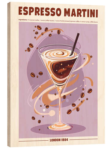 Stampa su legno Espresso Martini, London 1984