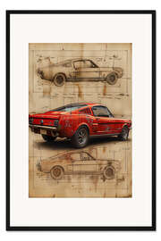 Gerahmter Kunstdruck Davinci Oldtimer Rennauto