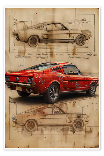 Plakat Davinci vintage racing car