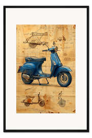Gerahmter Kunstdruck Vintage italienischer Roller