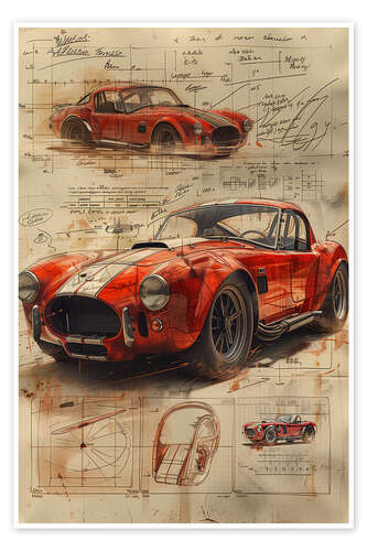 Plakat Design vintage classic car