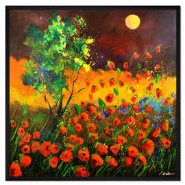 Gerahmter Kunstdruck Mohnblumen im Mondschein