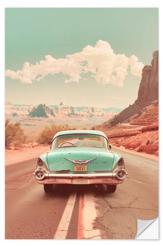 Selvklebende plakat Vintage Arizona Retro Auto