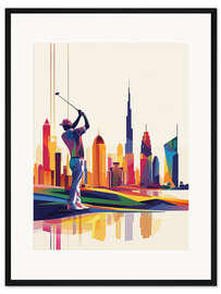 Gerahmter Kunstdruck Golfer spielt Golf in Dubai