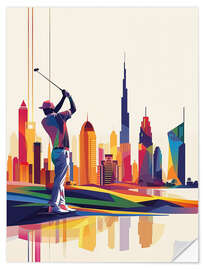 Selvklebende plakat Golfer playing golf in Dubai