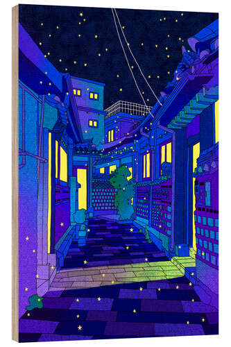Holzbild A Night in Seoul Seochon