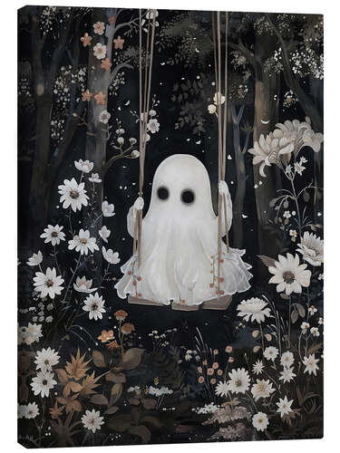 Canvastavla Cute ghost on swing