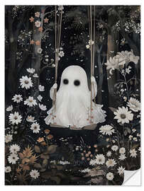 Adesivo murale Cute ghost on swing