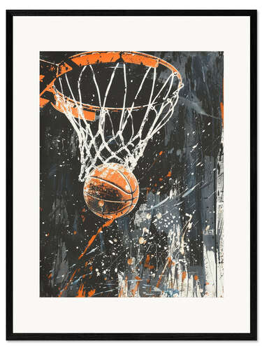 Plakat artystyczny premium w ramie Basketball Streetart