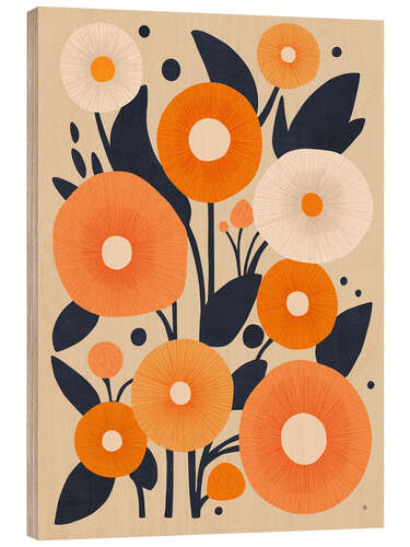 Wood print Flower Circles