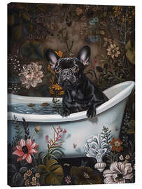 Canvas print French Bulldog in bathtub