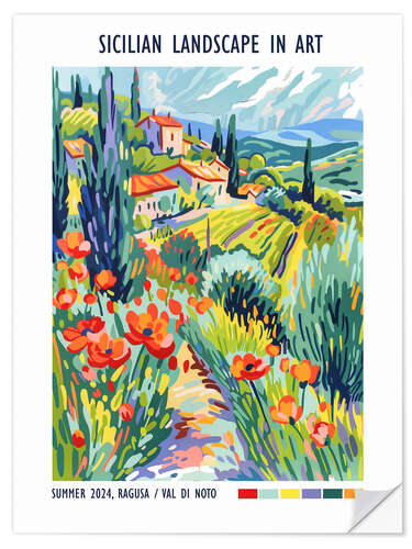 Selvklebende plakat Sicilian Landscape in Art, Val di Noto