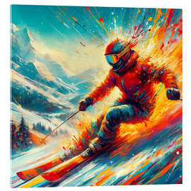 Cuadro de metacrilato Skier on colorful mountain II