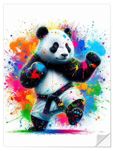 Selvklebende plakat Karate Panda