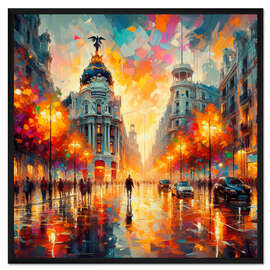 Gerahmter Kunstdruck Sonnenuntergang in Madrid
