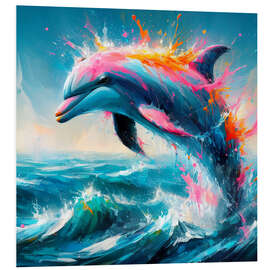 Foam board print Dolphin in colourful water