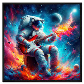 Gerahmter Kunstdruck Gitarrensolo im Weltraum