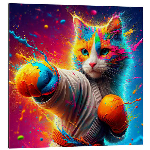 Aluminium print Karate Cat