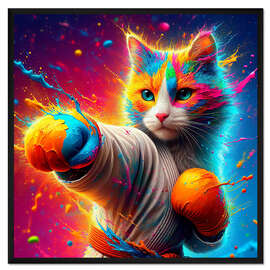 Gerahmter Kunstdruck Karate Cat