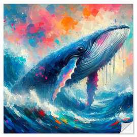 Selvklebende plakat The giant blue whale