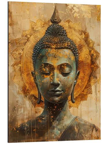 Aluminium print Buddha and Mandala