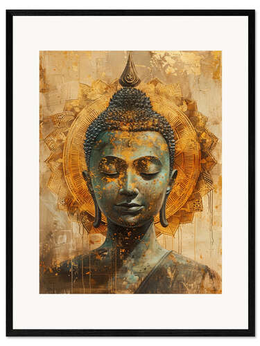 Gerahmter Kunstdruck Buddha und Mandala