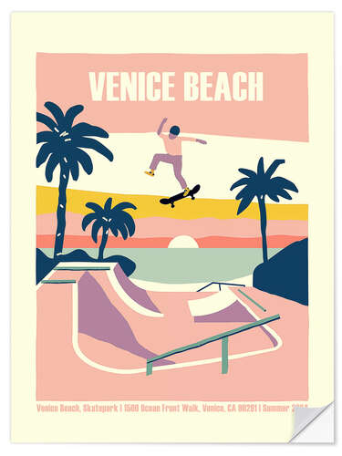 Selvklæbende plakat Venice Beach Skate Park, California 2024