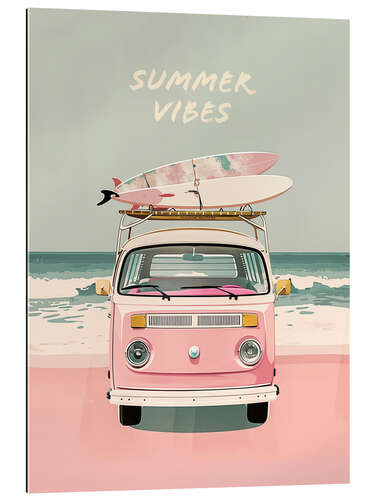 Galleriataulu Summer Vibes - Pink Camper Van mit Surfbrettern