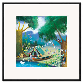Framed art print Camping by the lake - Mila Marquis