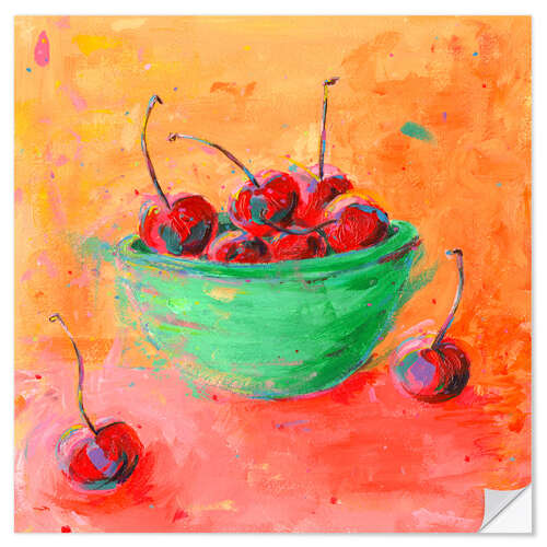 Självhäftande poster Bowl of Cherries