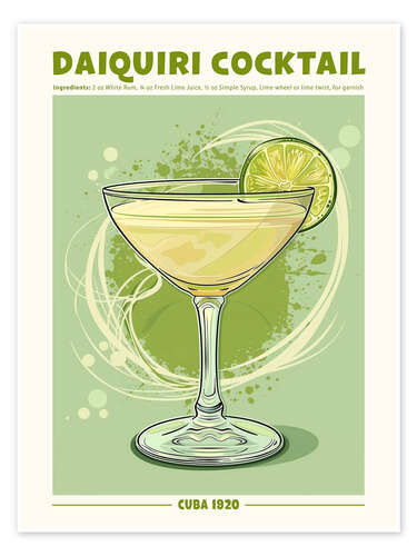 Poster Daiquiri Cocktail, Cuba 1920