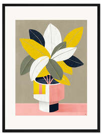 Gerahmter Kunstdruck Pflanze in rosa Topf