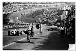 Selvklebende plakat Pits looking downhill towards Eau Rouge, F1 1962