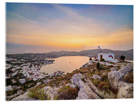 Acrylglasbild Kirche des Propheten Elias oberhalb von Agia Marina, Insel Leros, Griechenland