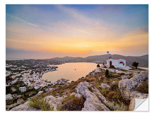 Vinilo para la pared Church of Prophet Elias above Agia Marina, Leros Island, Greece