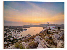 Holzbild Kirche des Propheten Elias oberhalb von Agia Marina, Insel Leros, Griechenland