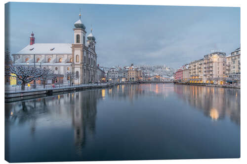 Leinwandbild Jesuitenkirche im Winter, Luzern, Schweiz