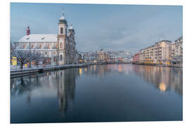 Foam board print Jesuit Church in winter, Lucerne, Switzerland