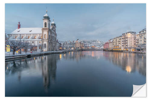 Selvklebende plakat Jesuit Church in winter, Lucerne, Switzerland