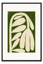 Gerahmter Kunstdruck Große Tulpenblume auf grasgrünem Hintergrund