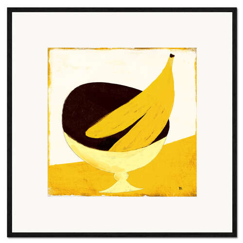 Impresión de arte enmarcada Two bananas on a yellow kitchen table