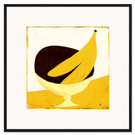 Impresión de arte enmarcada Two bananas on a yellow kitchen table