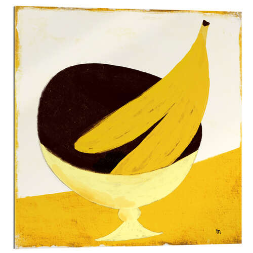 Gallery print Two bananas on a yellow kitchen table