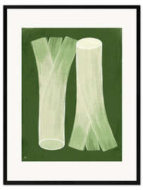 Innrammet kunsttrykk Leeks on green kitchen table