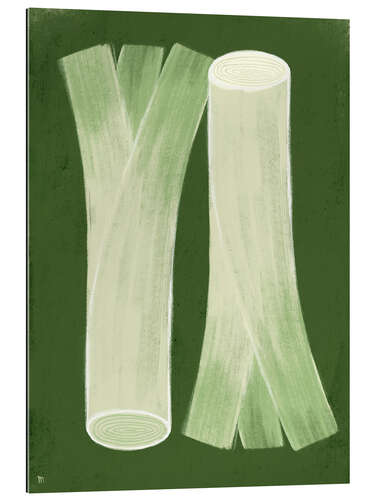 Cuadro de plexi-alu Leeks on green kitchen table