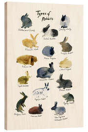 Tableau en bois Types of Rabbits