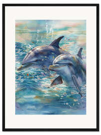 Gerahmter Kunstdruck Dolphin Fun