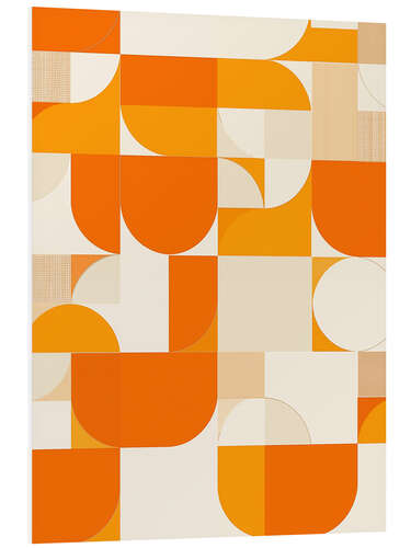 Foam board print Orange Bauhaus Pattern