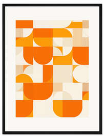Gerahmter Kunstdruck Oranges Bauhaus Muster
