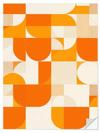 Selvklebende plakat Orange Bauhaus Pattern